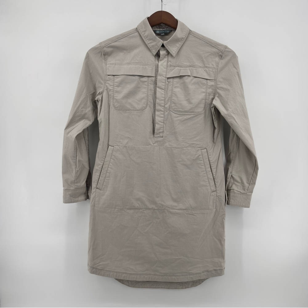 Title Nine Shirt Dress Womens Medium (8-10) Gray Wren Utility Long Sleeve Pocket
